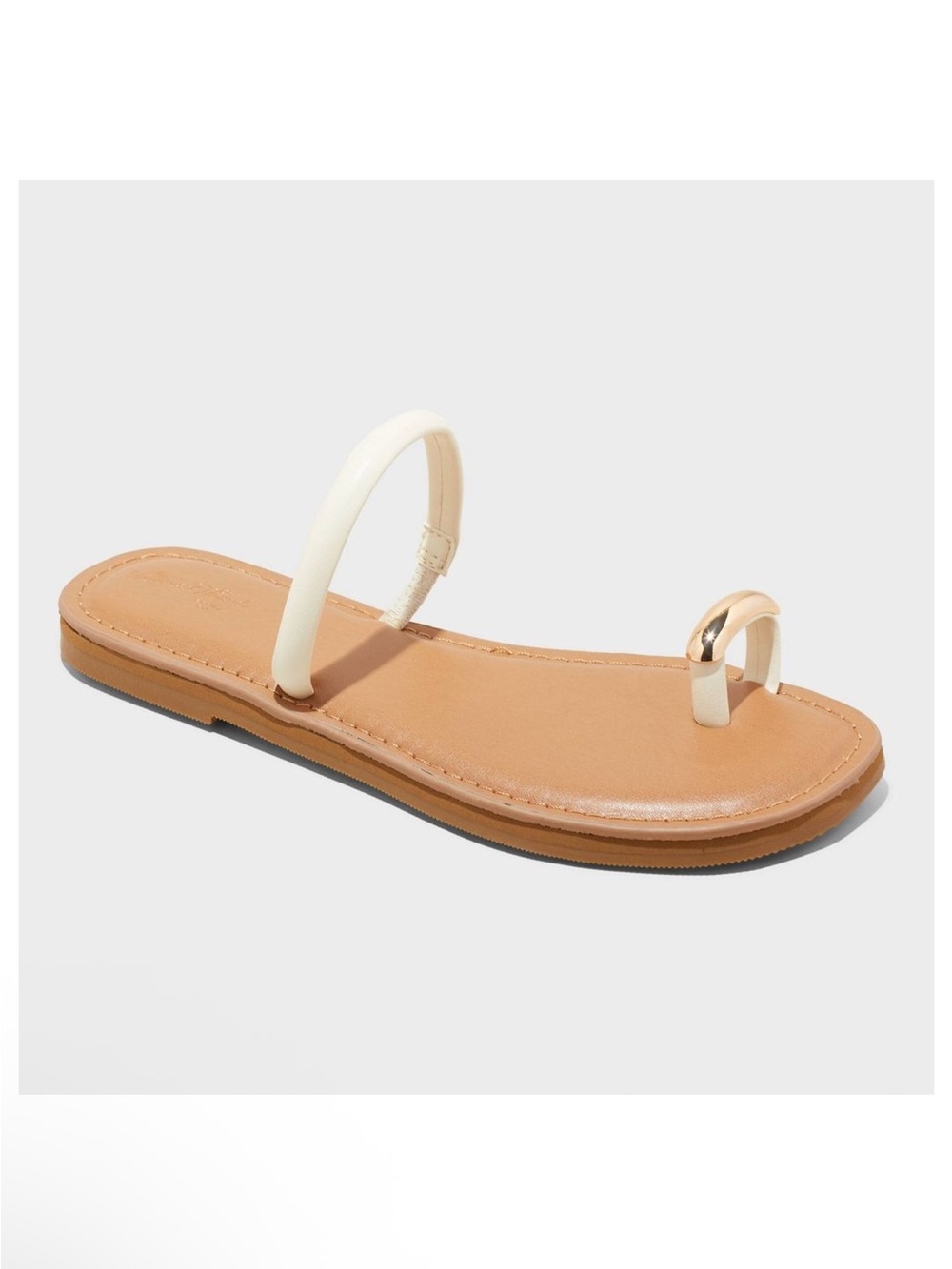 Universal Thread Cream and Tan Toe-Ring Slide Sandal
